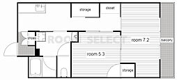坪井マンション 2Kの間取図画像
