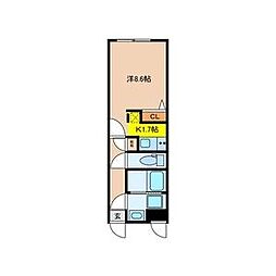 quadorIMAIKEEAST ワンルームの間取図画像