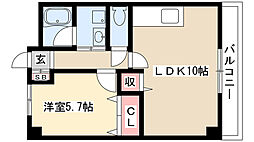 プライム香流 1LDKの間取図画像