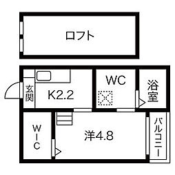 ブランノワール本陣N棟 ワンルームの間取図画像
