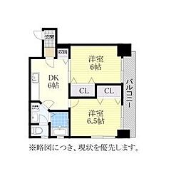 山田ビル 2DKの間取図画像
