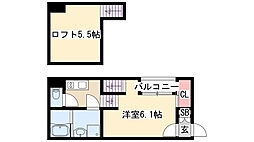 サンブラスハイム大曽根 1Kの間取図画像