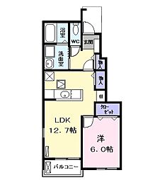クインテットハーモニー 1LDKの間取図画像