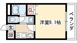 クオーレメイトウ 1Kの間取図画像