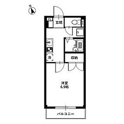 アムールエスポワール浅井 1Kの間取図画像