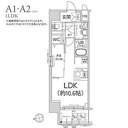 エスリード今池ルミナス 1LDKの間取図画像