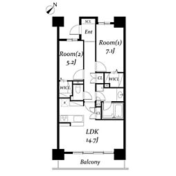 ロイヤルパークス千種 2LDKの間取図画像
