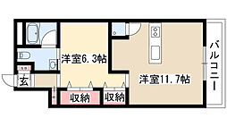 桜ヒルズ 1LDKの間取図画像