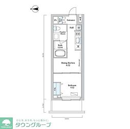 ウエリスアーバン中野坂上 1DKの間取図画像