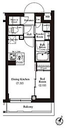 アーバンパーク方南町II 2階1DKの間取り