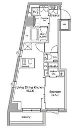 ザ・パークハビオ中野新橋 7階1LDKの間取り