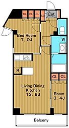 レジディア杉並方南町 5階1SLDKの間取り