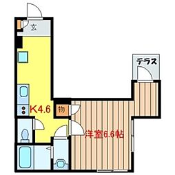 ＭＡＮＡ−Ｋ 1階ワンルームの間取り