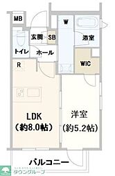 リュエル・サーラ中野中央 2階1LDKの間取り