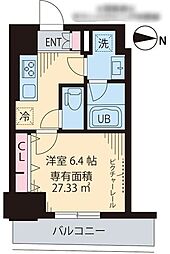 レガリア新中野 5階1Kの間取り