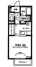 フォーユー 1Kの間取図画像