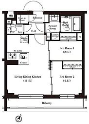 アーバンパーク方南町2 2LDKの間取図画像