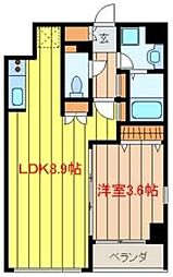 ブラントーレ哲学堂 1LDKの間取図画像