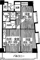 ロイヤルプラザ中野 2DKの間取図画像