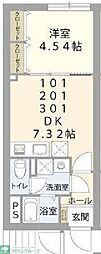 Respect Residence南台 1DKの間取図画像