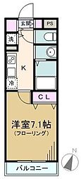 アクシス若宮 1Kの間取図画像