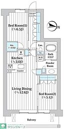 アビティグランデ砧 2LDKの間取図画像