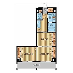 プライムアーバン小金井本町 2DKの間取図画像