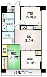 ライオンズガーデン多摩川河辺第2 3DKの間取図画像