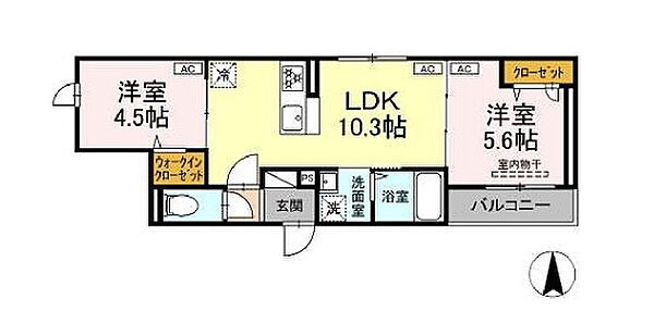 グラナーデ東尾久II 301｜東京都荒川区東尾久４丁目(賃貸アパート2LDK・3階・44.88㎡)の写真 その2