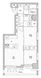 南千住レジデンス 6階2LDKの間取り
