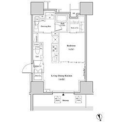 ザ・パークハビオ北千住 13階1LDKの間取り