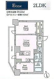ティモーネグランデ田端ノルド 9階2LDKの間取り