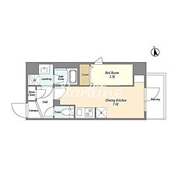 グランカーサ上野松が谷 9階1DKの間取り