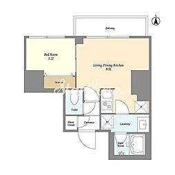 クラリティア西日暮里 2階1LDKの間取り