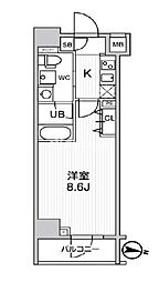 ジェノヴィア三ノ輪スカイガーデン 1階1Kの間取り