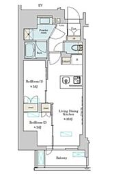 Brilliaist上野稲荷町 2LDKの間取図画像
