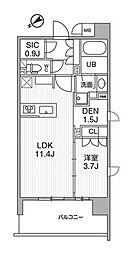 ドゥーエ入谷III 2階1LDKの間取り