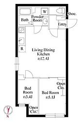 カーサフィオーレ南千住(CASA FIORE南千住) 2LDKの間取図画像