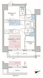 アーバネックス北上野 2LDKの間取図画像