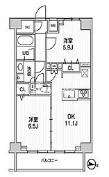 ジェノヴィア三ノ輪スカイガーデン 2LDKの間取図画像