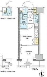 プラウドフラット浅草トレサージュ 1DKの間取図画像