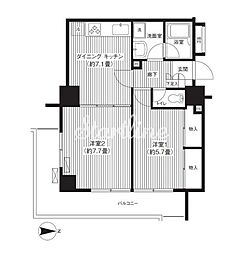 サンフィールド西日暮里 2DKの間取図画像