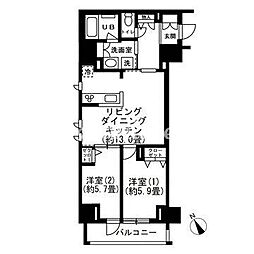 コンシェリア東京入谷ステーションフロント 2LDKの間取図画像