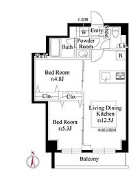 レアライズ西日暮里ノース 2LDKの間取図画像