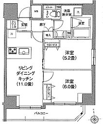 ティモーネ上野の森ノース 2LDKの間取図画像