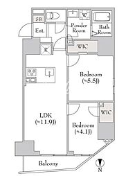 ルミークアン入谷 2LDKの間取図画像
