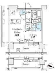シーズンフラッツ町屋 1LDKの間取図画像