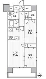 THEパームス熊野前 2LDKの間取図画像