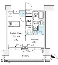 シーズンフラッツ町屋 1LDKの間取図画像