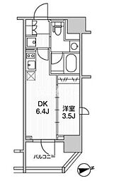 レジデンシャル町屋 1DKの間取図画像